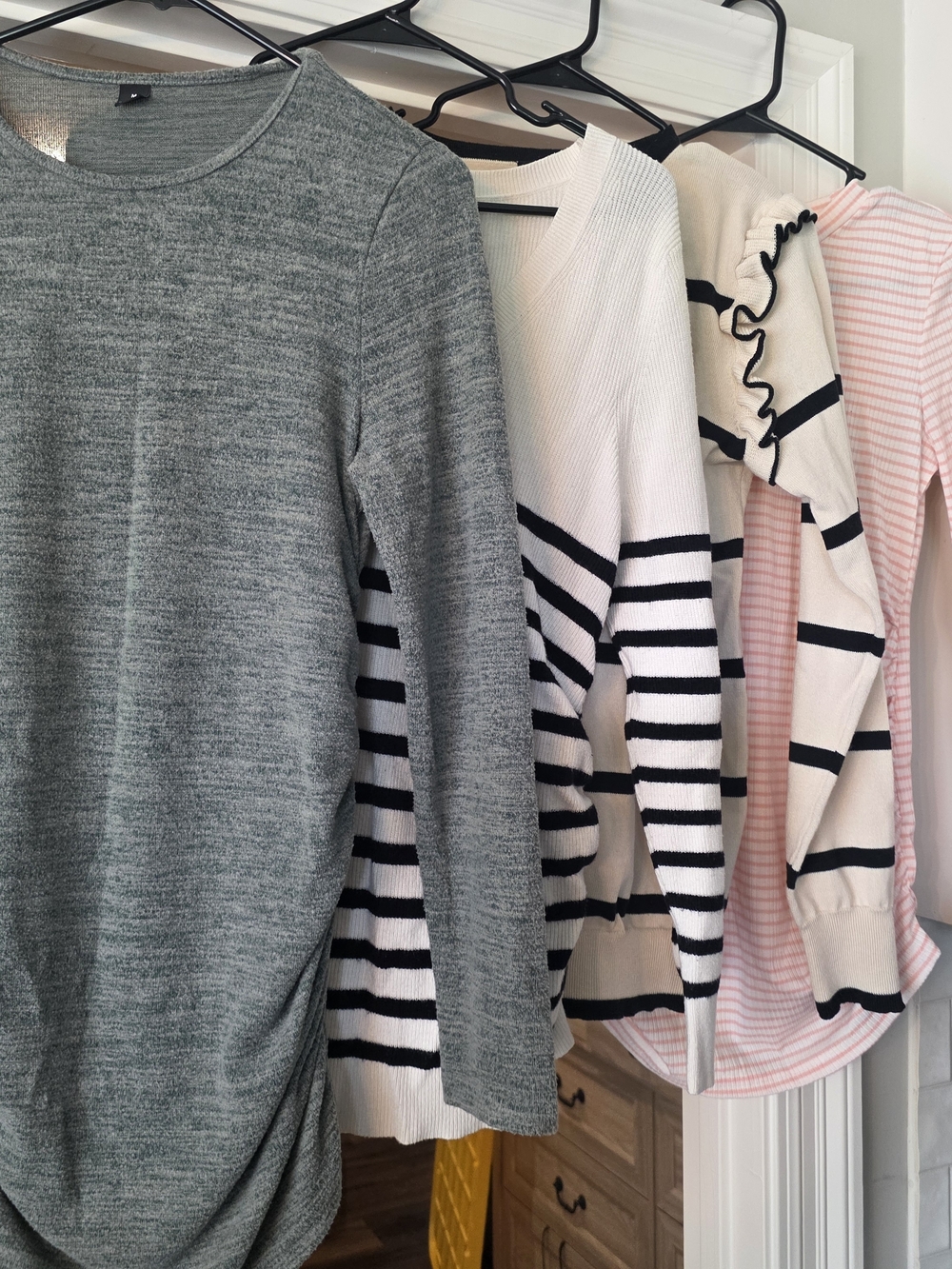 Women’s Maternity Lightweight Sweater Collection - Gray, White & Pink